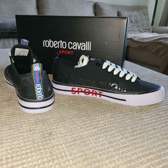 Roberto Cavalli Black and White Sport Sneakers - Picture 4 of 7